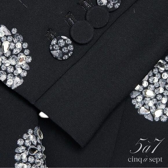 Cinq à Sept **NWT** Crystal Dot 'Karlie' Blazer in Black with Silver Rhinestones - Picture 7 of 16